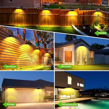 Gutter Lights, 40 LED Solar Patio Decor Lights - Deck, Fence, Wall, Backyard, Porch, Pool, Step Lights (4Pack - Black, Warm White Light)