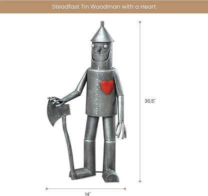 Bits and Pieces - 30.5” Tall Tin Woodsman with a Heart Garden Statue - Yard Decorations - Outdoor Sculptures - Garden Decor - Tin Man Yard Art