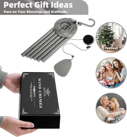FSVGYY Wind-Chimes-Outdoor-Deep-Tone, Large Soothing Melodic Tones Windchimes, Wind Chimes for Outside, Memorial Wind Chime Best Gift for Mom Women Grandma Neighbors(32" Silver Coated Aluminum)