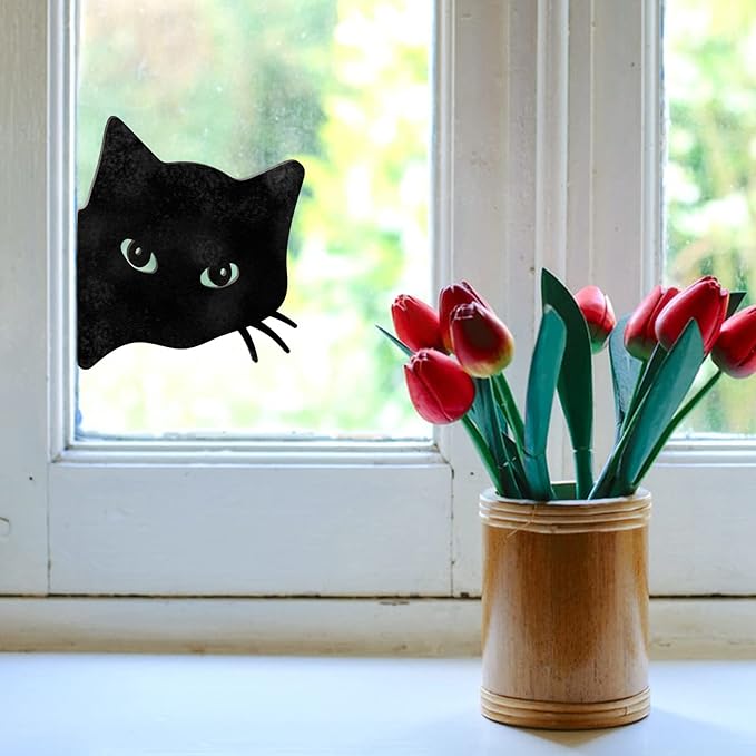 Qmetalart Black Cat Decorations Metal Garden Yard Art Decor Farmhouse Home Decor Outdoor Ornaments Décor Courtyard Lawn Gift Ideal for Cat Lovers Animal Silhouette Set of 2