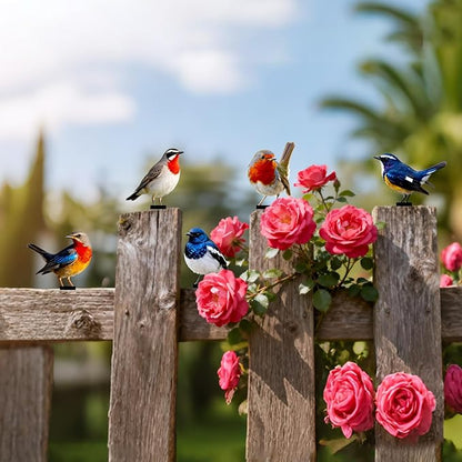 5 Pcs Vivid Bird Yard Decorations Natural Fence Decorations Outdoor Artificial Bird Color Painted 2D Sculptures for Outdoor Fences, Garden, Patio and Bird Lovers (Vivid Bird)