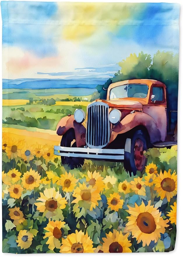Caroline's Treasures Kansas Sunflowers in Watercolor Garden Flag Mailbox Flag Decorative Yard Flag Banner Outside Patio Artwork Yard Flower Beds, Garden Size, Multicolor
