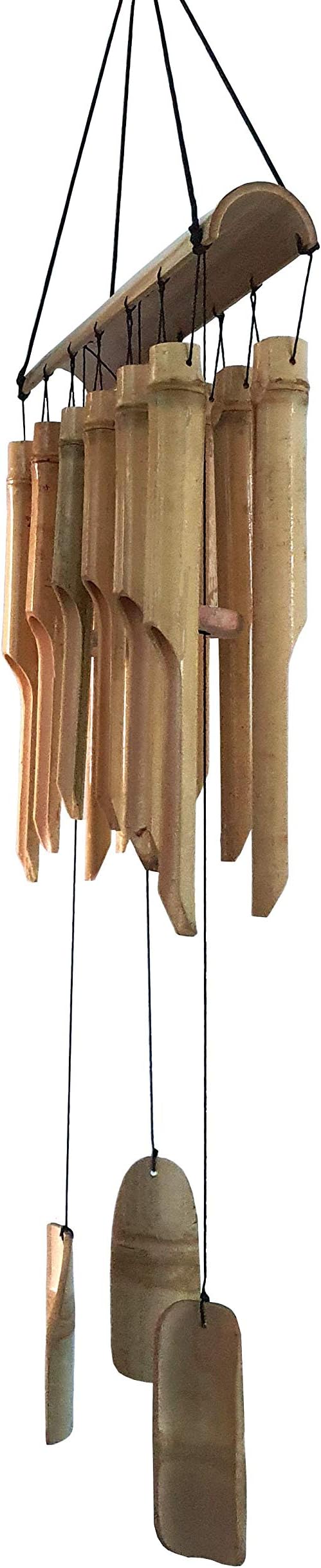 Large Simple Bamboo Wind Chimes, 12 Tubes Double Row, Patio Garden Home Décor, Handmade Natural Beautiful Sound 34 inch