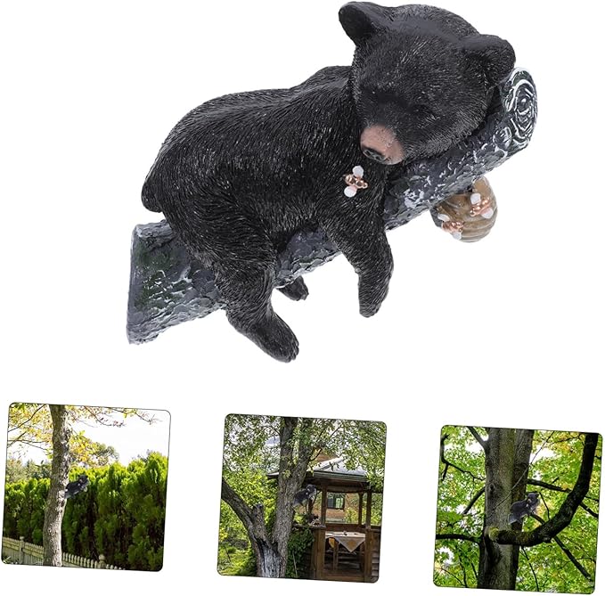 Toyvian Resin Bear Sculpture Lifelike Outdoor Animal Decor for Garden Durable Weather-Resistant Art Charming Tree Decoration for Nature Lovers and Adventurers
