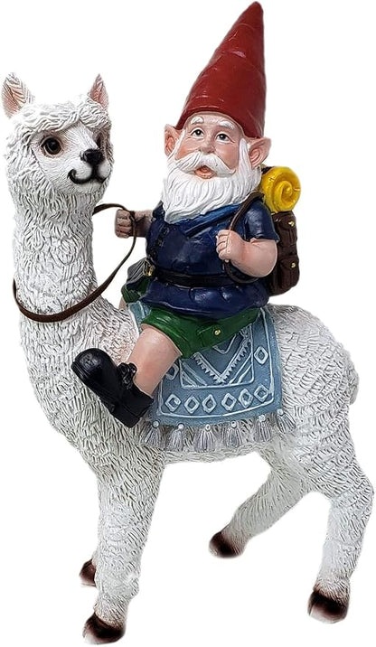 Funny Guy Mugs Gnome and a Llama Statue- Indoor/Outdoor Garden Gnome Sculpture for Patio, Yard or Lawn