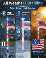 8 Piece Solar American Flag Pathway Lights, 8 Modes Waterproof Patriotic Stake Lights Outdoor for 250th Anniversary, Red White Blue LED Decorative Lighting for 4th of July Garden Yard Decor(8PCS)