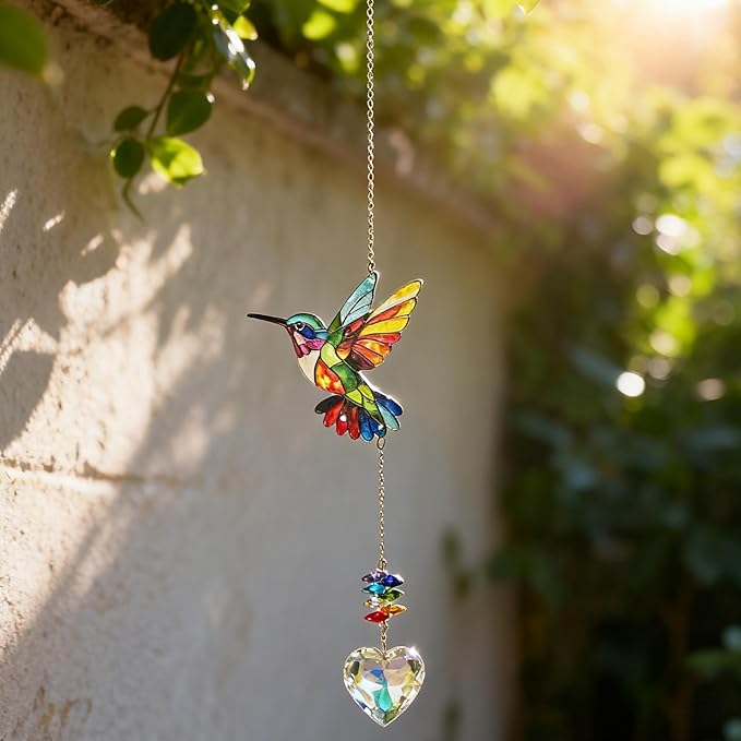 Hummingbird Crystal Suncatcher, Hummingbird Sun Catcher, Hanging Bird Suncatcher, Bird Decoration, Garden Decoration
