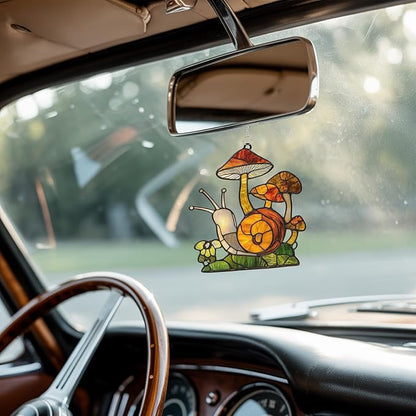 Mushroom Snail Acrylic Suncatcher, Boho Suncatchers for Window Hangings, Stained Glass Effect Indoor Outdoor Garden Decor for Cottagecore Lover, Gifts for Mother's Day, Mom, Grandma, Wife, Women