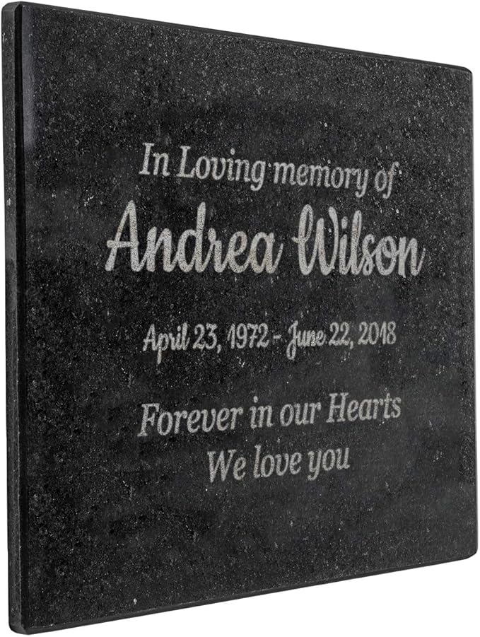 Customized In Loving Memory Black Granite Memorial or Sympathy Gift. Offered in a Variety of Sizes to Meet your Needs and Budget (8 x 10 x .4")