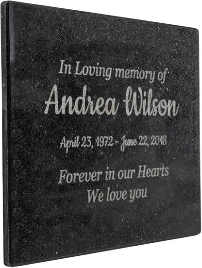 Customized In Loving Memory Black Granite Memorial or Sympathy Gift. Offered in a Variety of Sizes to Meet your Needs and Budget (8 x 10 x .4")