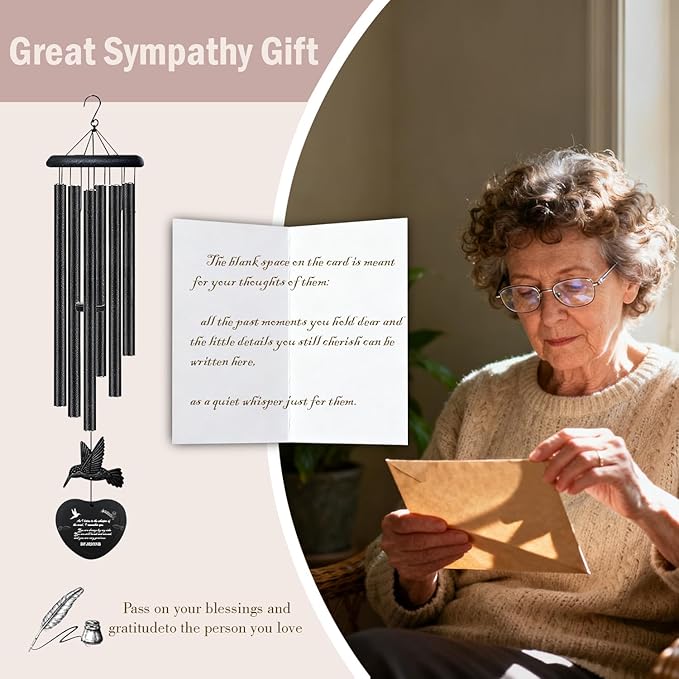 32-Inch Heartfelt Memorial Wind Chimes - Gently Soothing Sympathy Gifts for Loss of Loved One, Perfectly Serene Wind Chimes for Outside & Meaningful Memorial Gifts
