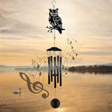 Owl Wind Chimes for Outside - Owls Windchimes Outdoors Metal Sympathy Owl Gifts for Women Mom Grandma Friend, Owls Wind Chime Outdoor Garden Patio Porch Balcony Decor (Black)