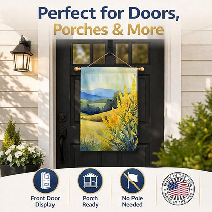 Caroline's Treasures Kentucky Goldenrod in Watercolor House Flag Large Porch Sleeve Pole Decorative Outside Yard Banner Artwork Wall Hanging, Polyester, House Size, Multicolor