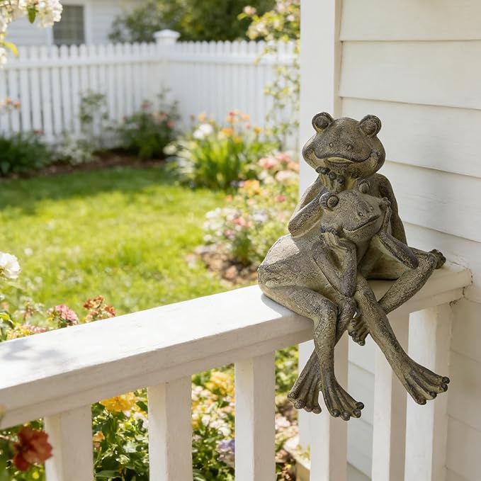 Braxio Frog Statue Outdoor Garden Decor - Large Lifelike Sitting Frog Sculpture for Patio, Yard, Pond, Realistic Garden Figurines, Resin Art Gifts 6.7 x 8 x 11 Inches