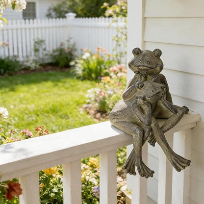 Braxio Frog Statue Outdoor Garden Decor - Large Lifelike Sitting Frog Sculpture for Patio, Yard, Pond, Realistic Garden Figurines, Resin Art Gifts 6.7 x 8 x 11 Inches