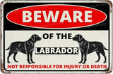 Beware Of The Dog Labrador Sign Aluminum Metal Tin Signs Outdoor Yard Sign Warning Sign For Fence Yard Home Kitchen Farm Garden Wall Decor 8x12 Inch