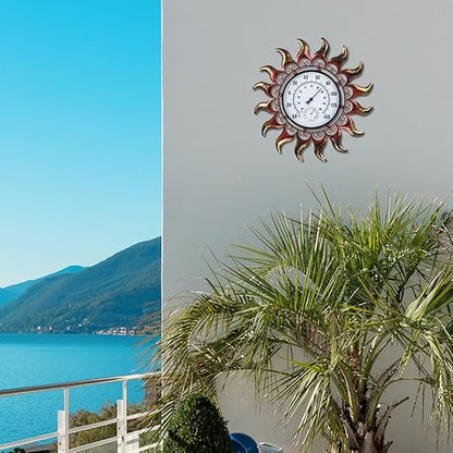VEWOGARDEN 13 Inch Sun Outdoor Thermometer Waterproof Metal Decorative Wall Indoor Outdoor Thermometer for Patio, Home & Garden