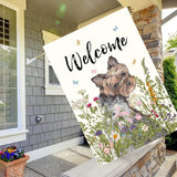 Floral Yorkie Garden Flag Spring Summer House Flags 28 x 40 Double Sided Flower Dog Yard Flags for Outside Large Outdoor Welcome Flags
