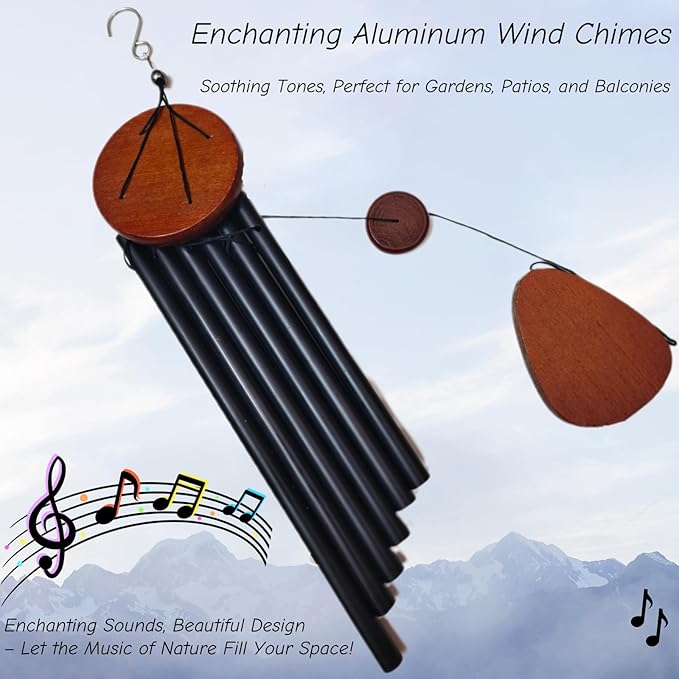 Wind Chimes for Outside/Inside 28'' Metal Windchimes Outdoors Memorial Wind Chimes Gifts Garden/Patio/Porch Decor Windchime Black (28 inch)