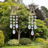 Angel Sun Catcher with Crystal, White and Silver, Metal and Crystal, 15 Inch, Hanging Wind Chime Ornament for Windows, Garden, Home Decor, Wedding, Christmas Tree (Green)