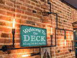 Welcome to Our Deck Sign Backyard Accessories Decor Outdoor, ALREAR Vintage Metal Tin Signs Farmhouse Home Wall Decorations 8x12 Inches