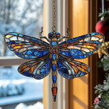 Vivid Dragonfly Mosaic Art Decor Acrylic Suncatcher Stained Glass Effect Window Car Hanging Christmas Ornament Indoor Outdoor Decor Garden Sun Catcher Panel for Dragonfly Lover for Women Mom Grandma