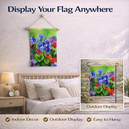 Caroline's Treasures Illinois Violet in Watercolor Garden Flag Mailbox Flag Decorative Yard Flag Banner Outside Patio Artwork Yard Flower Beds, Garden Size, Multicolor