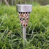 6Pcs Solar Mosaic Border Lawn Garden Lights, LED Mosaic Stake Lights Pathway Landscape Lighting for Patio Walkway Driveway Outdoor Christmas Garden Home Decoration (Orange/Yellow)