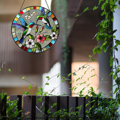Hummingbird Sun Catcher Stained Glass Window Hanging Hummingbird Decor Gifts Bird Suncatcher for Window Decor Handmade Sun Catcher Decoration for Garden Home Housewarming Gifts