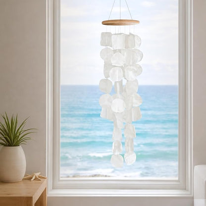 Solange & Frances Beach Decor, Wind Chimes for Outside, Elegant Sea Glass Decor Windchimes, Gifts for A Beach Lover, Natural Gifts, Mother's Day Beach Theme Gift