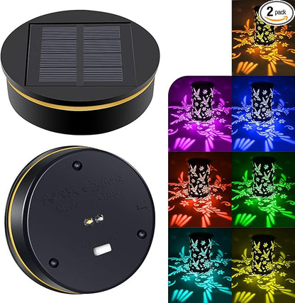 Solar Light Replacement Top 2 Pack, 8 Colors Replacement Solar Light Parts for Lantern(Top Size 3.07 inch, Bottom Size 2.9 inch)