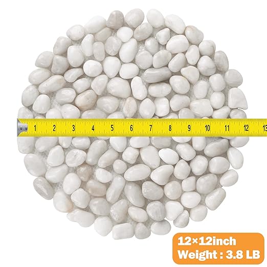 River Rock Stepping Stones Outdoor for Garden Walkway, 12 inch Diameter 3 Pcs Round Shape Paver Step Stones Polished Pebble River Stone Mat for Yard Lawn Patio Pathway Walk Way - White