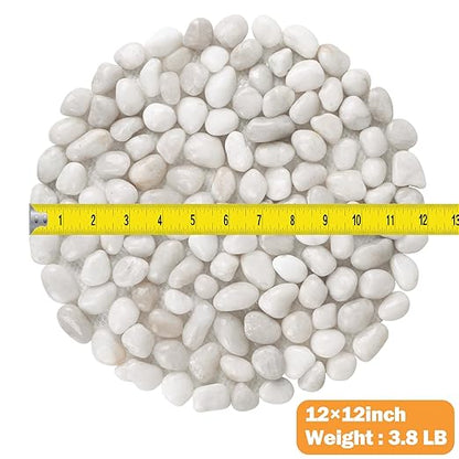 River Rock Stepping Stones Outdoor for Garden Walkway, 12 inch Diameter 3 Pcs Round Shape Paver Step Stones Polished Pebble River Stone Mat for Yard Lawn Patio Pathway Walk Way - White