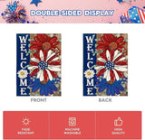 AVOIN colorlife Patriotic 4th of July House Flag 28x40 Inch Double Sided Outside, Floral Welcome Daisy Holiday Yard Outdoor Decoration