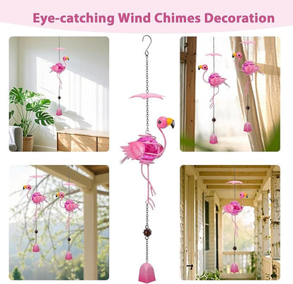 MUMTOP Flamingo Wind Chimes for Outside - 2 Pack Flamingo Gifts for Women, Decorative Wind Bell Hanging Ornaments Pendant Indoor Outdoor Window Yard Porch Decor