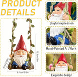 Garden Gnome on Swing Statue Decoration, Funny Resin Dwarf Sculpture for Lawn Patio Climbing Tree Decor Outdoor, Gifts for Mom Women and Man (Gnome-C)