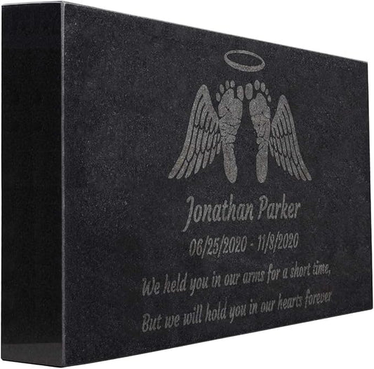 Black Granite Memorial Headstone Or Garden Memorial for Lost Infant or Child - Include You Personalized Text. Can be Used as a Sympathy Gift, Garden Stone or Grave Maker (24 x 12 x 4)