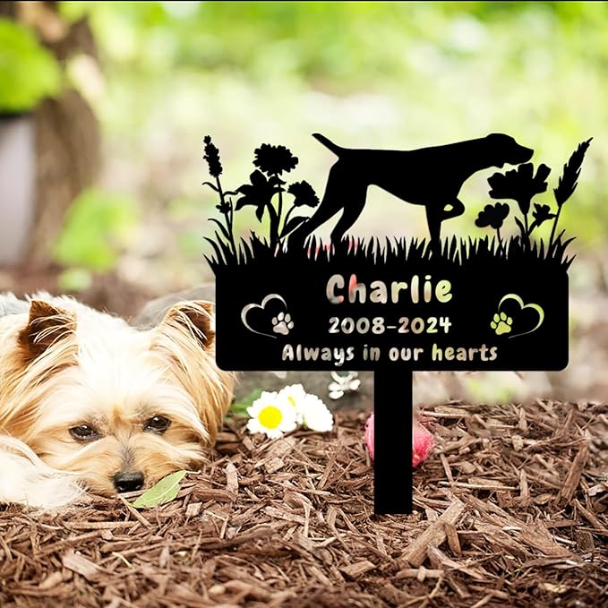 Custom German Shorthaired Pointer Dog Memorial Grave Marker,Personalized Flora Dog Memorial Stake,Dog Memorial Plaque Burial Stake Engraved Sign,Dog Sympathy Grave Stake,Dog Statue Headstone
