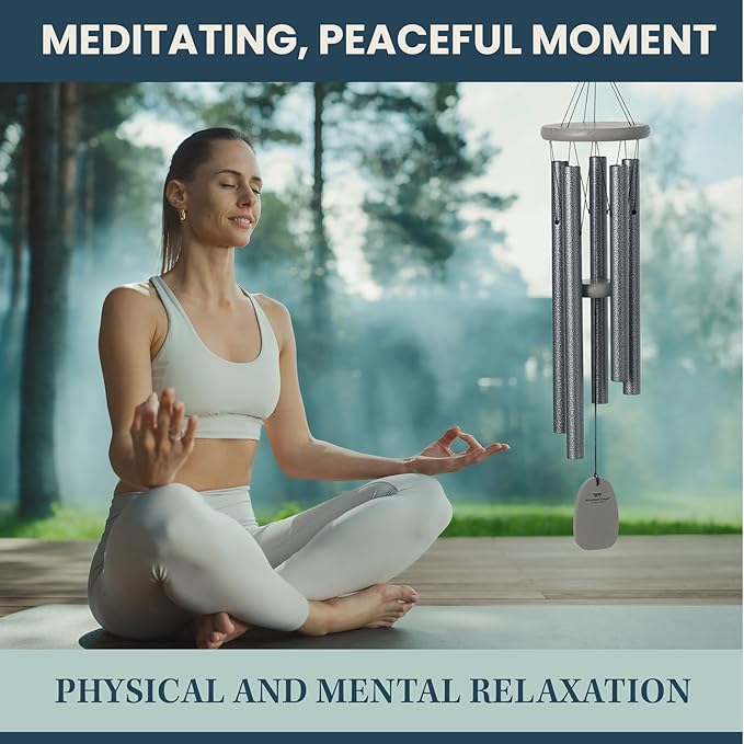 Woodstock Chimes Signature Collection, Chimes of Bali, 25'', Silver World Music Wind Chimes for Outdoor, Patio, Home or Garden Decor (BWAS)