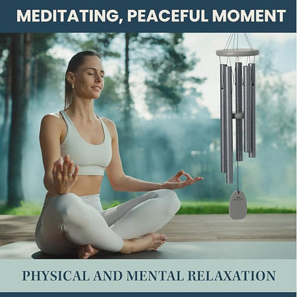 Woodstock Chimes Signature Collection, Chimes of Bali, 25'', Silver World Music Wind Chimes for Outdoor, Patio, Home or Garden Decor (BWAS)