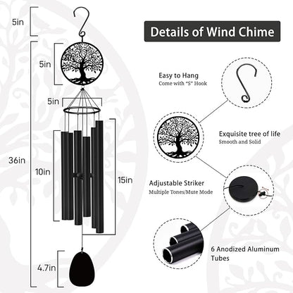 ASTARIN Memorial Wind Chimes for Outside Deep Tone, 36" Windchimes Sympathy Gifts for Loss of Loved one, Bereavement Condolence Remembrance Funeral Chimes for Grieving Friends Loss of Mother Father