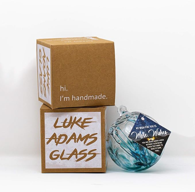 Luke Adams Handmade Glass Gazing Balls for Garden – Hand Blown Glass Gazing Ball for Yard Décor – Decorative Garden Globe (Recycle Teal)