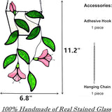 Plants Flower Stained Glass Window Hanging, Artificial Plants Sun Catchers Indoor Window, Stain Glass Suncatcher Hanging,Handcrafted Home Decor
