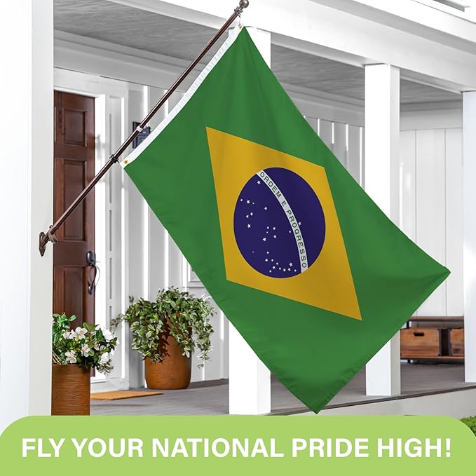Evergreen Brazil Flag 3x5 flag Outdoor Double Sided, Brazilian flags for Outside with Grommets, 3-Ply Banners for Garden Patio, Indoor Flag for Wall Decor, Works with Standard Estate Flag Poles