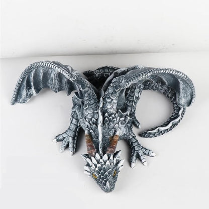 Resin Garden Dragon Statue Squatting Guard Dragon Figurine Dragon Decorations for Outside Lawn Patio Yard Ornament Gothic Garden Decor Patio Balcony Yard Decorations (Black)