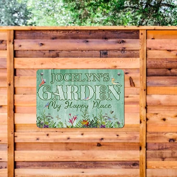 Custom Metal Signs with Name Made in USA Personalized Vintage Garden Sign Waterproof Vintage Decorative Metal Print for Wall Decor Customized Home Garden Ideas Gifts Artwork Prints for Yard Ourdoor