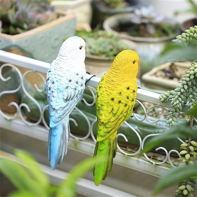 TAYASH Resin Parrot Flower Pot Hugger Decorations,Parrot Animal Sculpture Hanging Realistic Parrot Garden Ornament for Patio Yard Balcony Lawn Figurine Tree Decor (White)