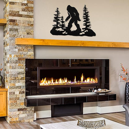 Demissle Big Foot Sasquatch Gift Bigfoot Wall Art Decor for Men Women 16 x 11 Inch Funny Birthday Sasquatch Gift Metal Yard Sign for Dad Husband Garage Garden Forest Outdoor Indoor(Black)