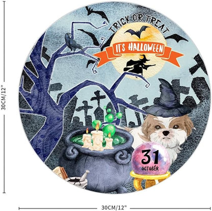 Retro Metal Sign 12"x12",Happy Halloween Scary Night Grave Witch Bats Trick Or Treat Dog Aluminum Tin Metal Sign for Home Living Room Bedroom Garden Farm Patio Decor Wall Art Poster