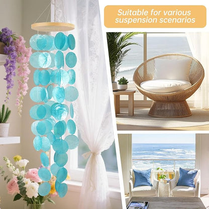Capiz Shell Wind Chimes,Outdoor Wind Chimes,Coastal Style Decoration,Suitable for Indoor and Outdoor,Garden Decoration,The Sest Gift for Wind Chime Enthusiasts